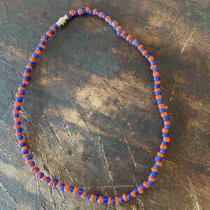 Blue + Orange Beaded Necklace